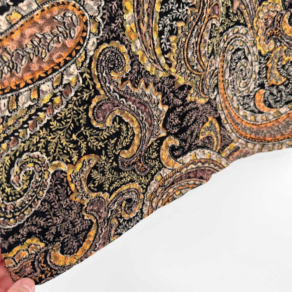 Laura Ashley Y2K Paisley Orange/Brown 3/4 Sleeve Blouse Women's Sz Small - Picture 8 of 10